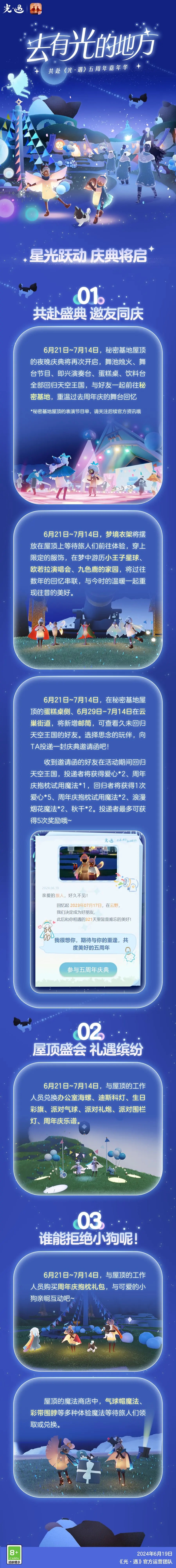 光遇6月21日五周年庆典更新内容公告-光遇6月21日五周年庆典更新内容公告分享